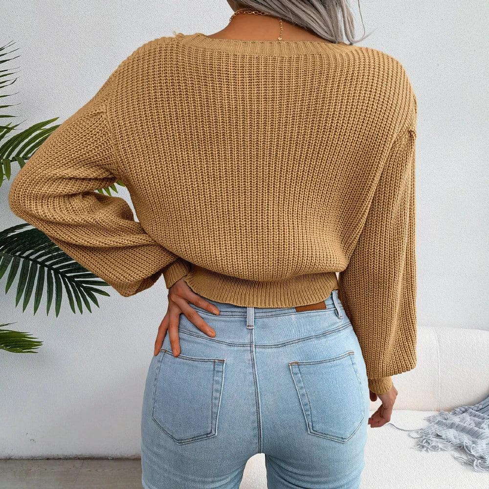 Yellow Cable Knit Sweater - TEVQA