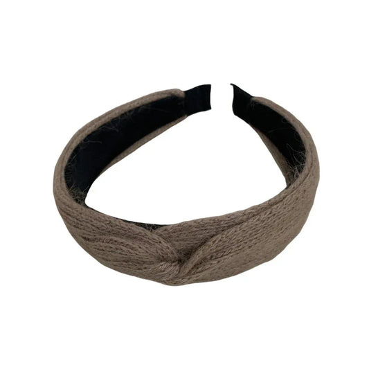 Taupe knit twisted knot headband
