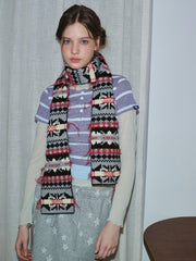 Vintage Fair Isle Nordic Knit Scarf