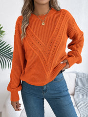 White Pointelle Knit Sweater - TEVQA