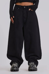 Baggy wide leg jeans in light wash slub denim - View 11 | TEVQA