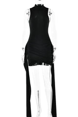 Anji High Neck Criss Cross Mini Dress - TEVQA