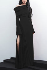 Pleated Patchwork Slit Red Dress | Dress In Beauty