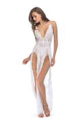 High Slit Backless Boho Cocktail Gown - TEVQA