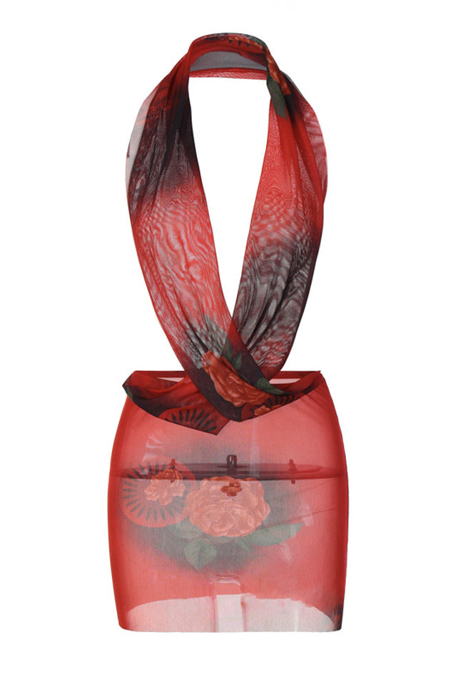 Backless Mesh Halter One Step Skirt | Dress In Beauty