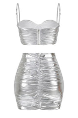 Metallic Ruched Two-Piece Set - View 12 | TEVQA