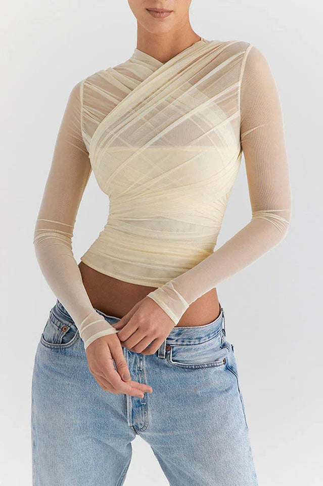 Women's Asymmetrical Wrap Top - View 7 | TEVQA
