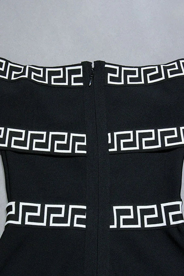Off shoulder wide leg jumpsuit with geometric trim - View 8 | TEVQA