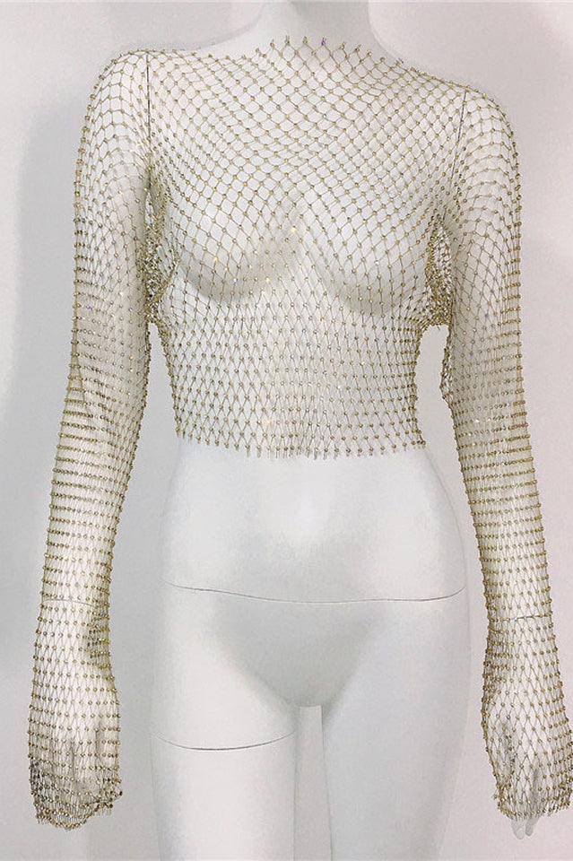 Crystal Diamond See Through Crop Top | Dress In Beauty
