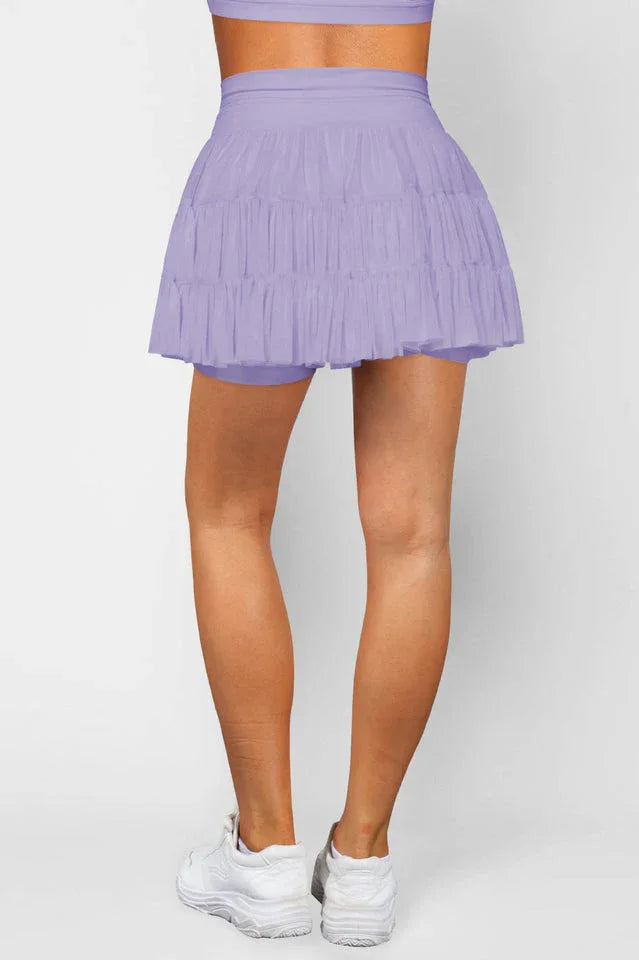 High Waist Ruffle Skort - View 12 | TEVQA