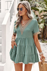 Contrast Short Sleeve Tiered Blouse | Dress In Beauty