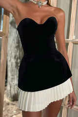 Lindsey Velvet Short Dress - TEVQA