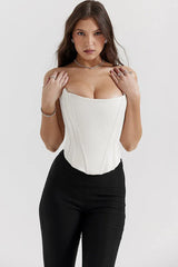 Genevieve Red Satin Lace-Up Corset Top - View 6 | TEVQA