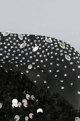 One Shoulder Shiny Sequin Lace Dress - TEVQA