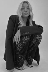 Lace Wide Leg Trousers - View 10 | TEVQA