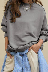 Comfy Chic Raw Seam Oversized Sweatshirt - TEVQA