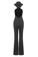 Backless Hooded Jumpsuit With Slip Pockets - TEVQA