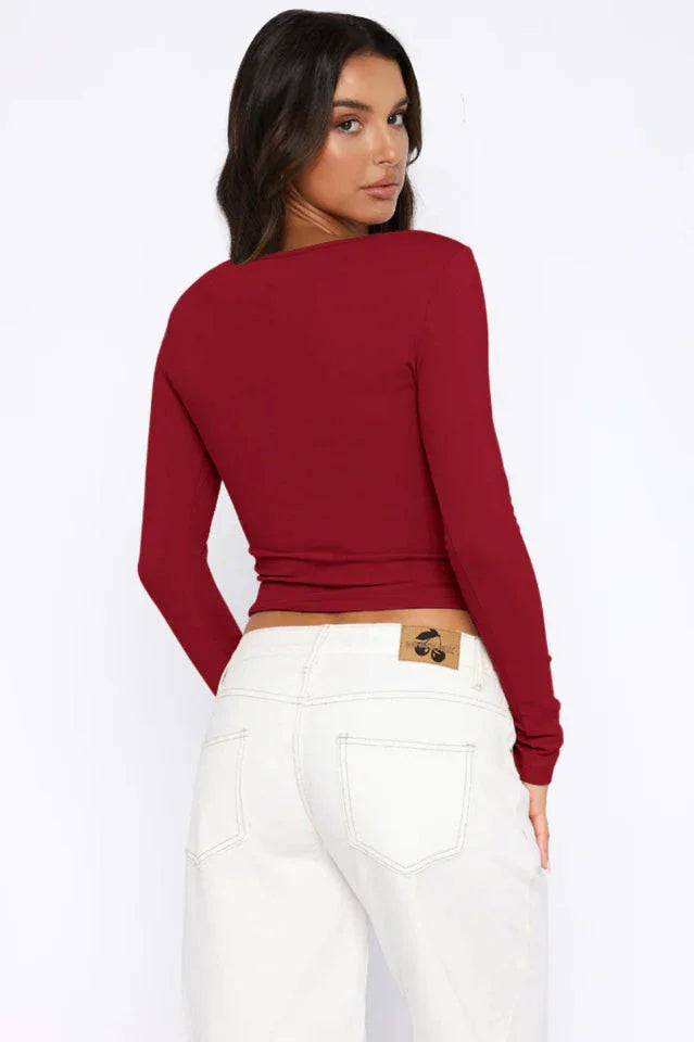 Black Button-Up Knit Top - View 16 | TEVQA