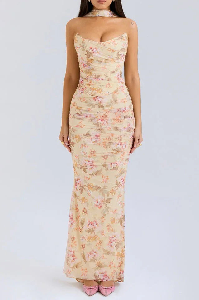 Hallie Corset With Neck Scarf + Skirt Set - View 10 | TEVQA