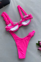 Ruched bikini set with floral accents and sweetheart neckline - View 11 | TEVQA