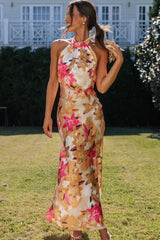 Floral Halter Neck Maxi Dress - View 10 | TEVQA