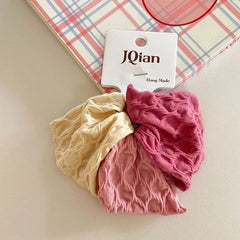 Wide Crinkled Fabric Scrunchie - Gentle Snag-Free Hair Tie - TEVQA