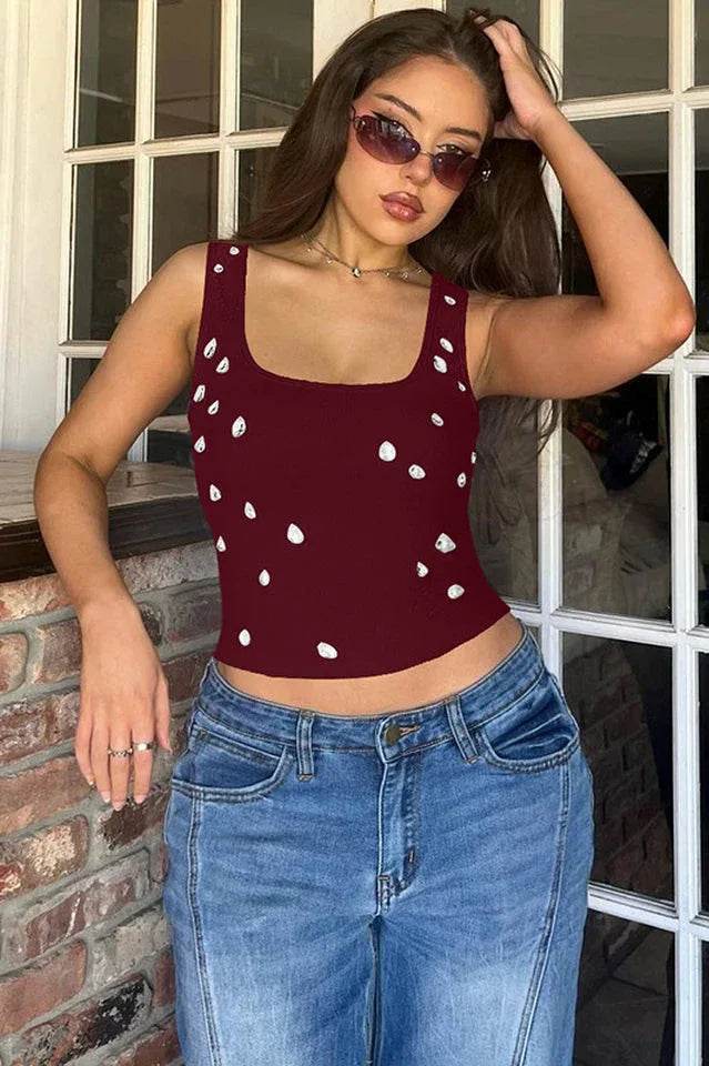 Ribbed Crystal Tank Top - View 20 | TEVQA