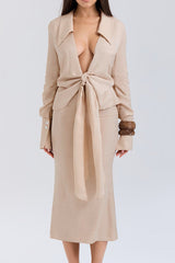 Draped Tie Front Shirt Set | Dress In Beauty