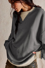Comfy Chic Contrast Trim Oversized Sweatshirt - TEVQA