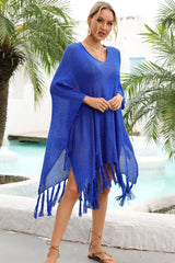 Openwork knit beach cover up with fringe hem - View 16 | TEVQA