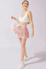Pirouette Skort with Ruffled Tulle and Drawstring Waist - View 17 | TEVQA