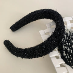 Classic Tweed Padded Headband - 1.2 Inch Black & White Collection