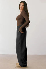 Cream Ribbed Sweetheart Neck Long Sleeve Top - TEVQA