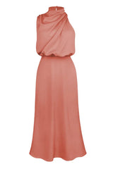 Satin Halter Neck Midi Dress - View 45 | TEVQA