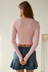 Coquette Ribbed Knit Crop Top - TEVQA