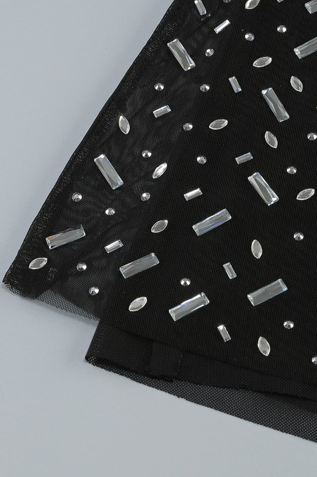 Square Rhinestone Mesh Midi Dress | Dress In Beauty