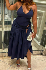 V-Neck Bodysuit Wrap Skirt Set - TEVQA