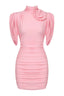 Ruched Mock Neck Mini Dress - View 19 | TEVQA
