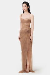 One Shoulder Lace Corset Maxi Dress | Dress In Beauty