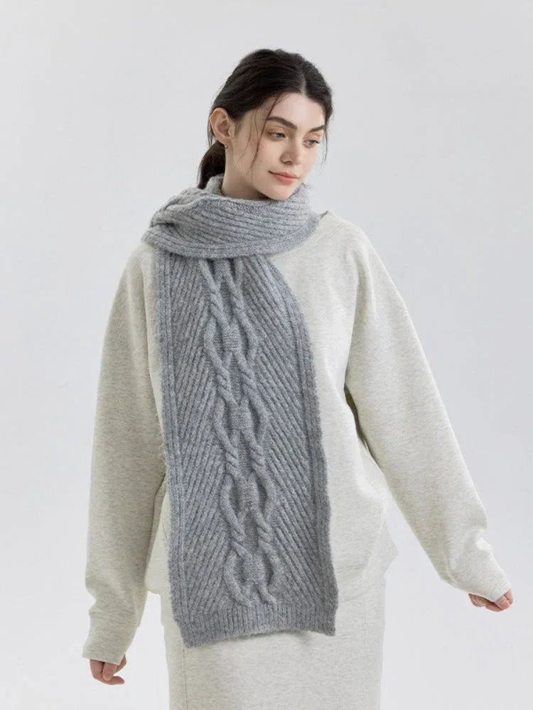 Vintage Rose Cable Knit Scarf - TEVQA