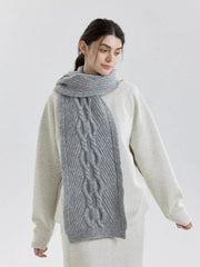 Vintage Rose Cable Knit Scarf - TEVQA