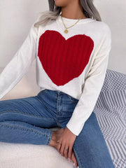 Grey and white cable knit heart sweater - View 16 | TEVQA