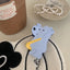 Cartoon bear hair claw clip with yellow satchel made of blue and beige acetate - View 6 | TEVQA