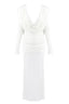 White long sleeve maxi dress with cowl neck - View 11 | TEVQA