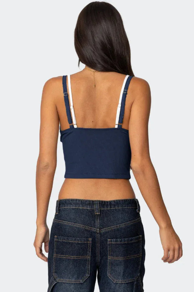 Lace Trim Cropped Tank Top - View 13 | TEVQA
