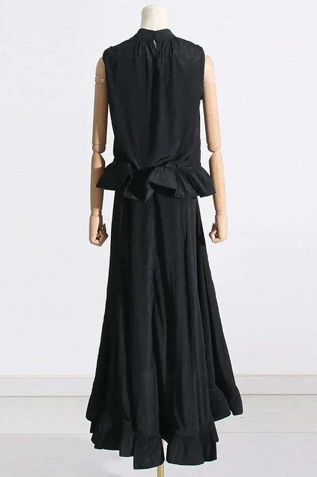 Sleeveless Ruffle Mock Neck Top and Skirt Set - View 17 | TEVQA