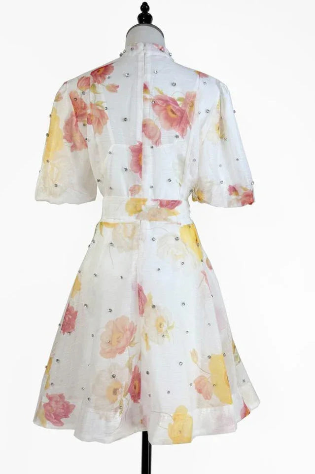 Caroline Floral Print Mini Dress - TEVQA