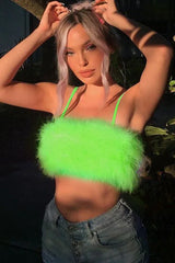 Fuzzy Feather Crop Top - View 9 | TEVQA