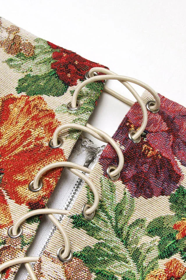 Floral Tapestry Corset Top - View 7 | TEVQA