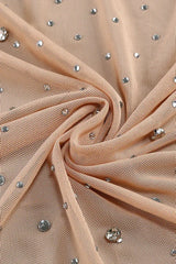 Apricot Rhinestone Embellished Evening Gown - View 9 | TEVQA